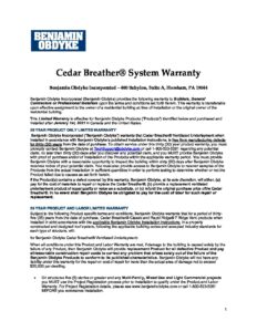 Cedar Breather System Warranty 30 Or 35 Yr 010121 REV 09.2022