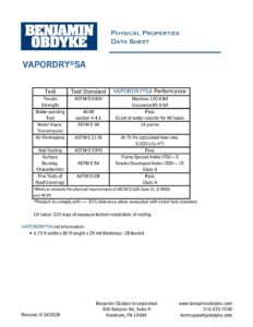 VaporDrySA Physical Properties Data Sheet 04.2026