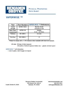 VaporWise Physical Properties Data Sheet