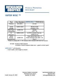 VaporWise Physical Properties Data Sheet Rev011625