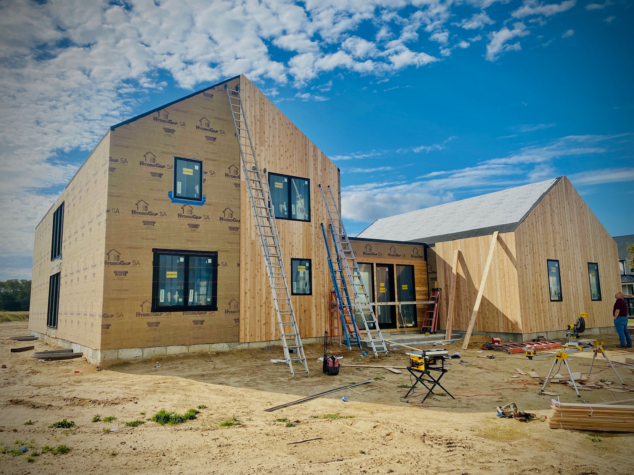 HydroGap SA drainable housewrap installed on wood sheathing