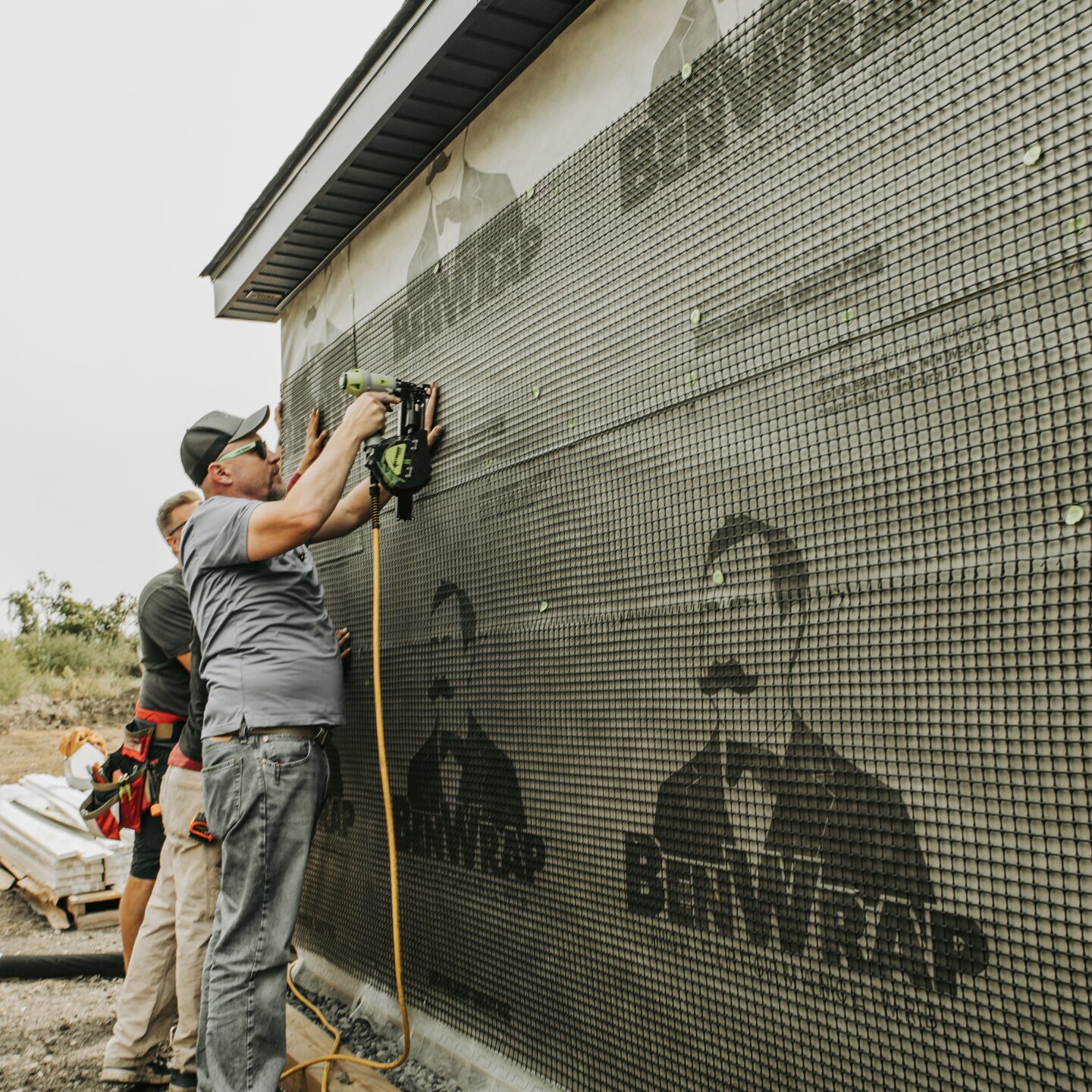 BenWrap weather-resistant barrier installation with AeroNet ventilation mat for building envelope wall systems